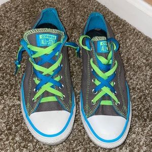Neon Blue and Green Converse